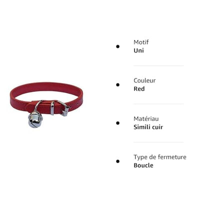 Red Leather Pet Collars for Cats,Baby Puppy Dog,Adjustable 8"-10.5" Kitten Collar with Bell - color: Red