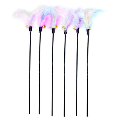 IUHKBH Cat Wands, 6 PCS Colorful Feather Wand with Bell Interactive Cat Toys, Safe for Your Kitty - color: D