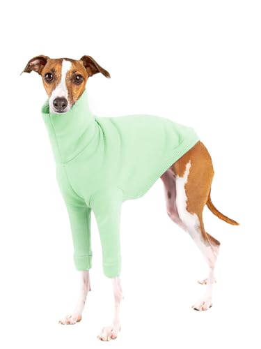 Dog Fleece Sweater Turtleneck Long Sleeve Pullover Sweatshirt Warm Puppy Clothes for Small Medium Dogs - color: Light Green, size: X-Small