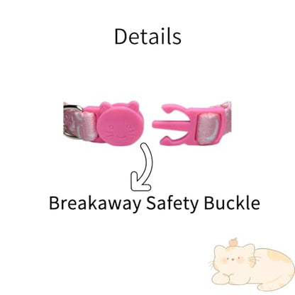 Pack of 2 Cat Collars Breakaway with Bell Safety Buckle, Moon Style, Adjustable Cute Comfy Kitten Collars for Girl Boy Kitty Puppy Small Pets, 8-11" - color: Purple & Pink, Pack of 2