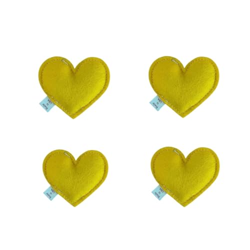 Catnip Toy – Heart Shape, Organic Catnip, 100% Wool Felt, Grown & Made in The USA - Yellow, 4 Pack - color: Yellow, size: 4 pack