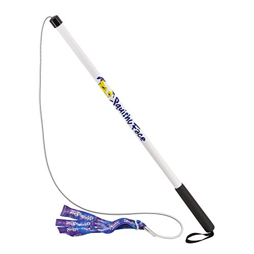 Squishy Face Studio Flirt Pole V2 with Lure - Durable Dog Toy for Fun Obedience Training & Exercise, Purple/Blue Tie Dye, Regular - 36 inch for All Breed Sizes - color: Purple/Blue Tie Dye, size: Regular (36 in), style: Squeaker