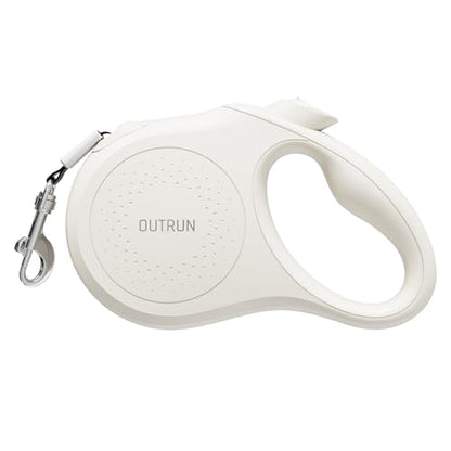 OUTRUN Retractable Dog Leash 16 FT Walking Leash up to 55 Lbs, Strong Nylon Tape No Tangle, Heavy Duty One-Handed Brake Lock Perfect for Small & Medium Sized Dogs and Pets (Starlight White) - color: Starlight White