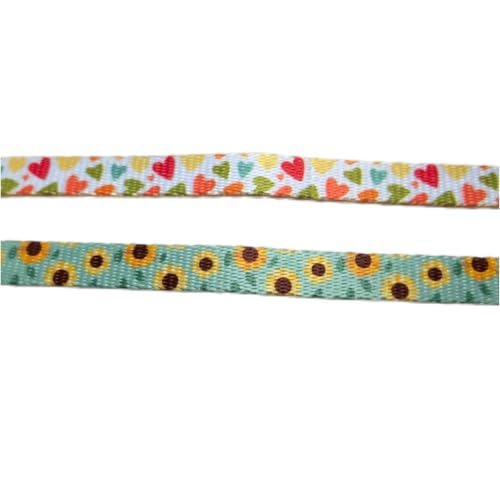 Pack of 2 Cat Collars Breakaway with Bell Safety Buckle, Sunflower & Heart Style, Adjustable Cute Comfy Kitten Collars for Girl Boy Kitty Puppy Small Pets, 8-11" - color: Hearts & Sunflower