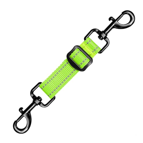 Dog Collar Safety Clip, Reflective Double-Ended Backup Connector for Harness to Collar, Adjustable Safety Clip for Prong, Pinch Collars, Prevents Escapes & Accidental Disconnection - color: Neon Green, size: M