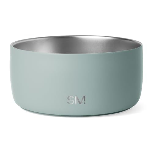 Simple Modern Stainless Steel Pet Water Bowl for Dogs & Cats | Insulated Stainless Steel Food Bowls for Dog Cat | No Tip No Slip BPA Free | Bentley Collection | Medium (4 Cups) | Sea Glass Sage - color: -Sea Glass Sage, size: 4 Cups