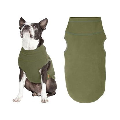 Gooby Microfiber Stretch Fleece Vest Dog Sweater - Olive Green, Medium - Warm Pullover Microfiber Fleece Dog Jacket for Small to Large Dogs - color: Microfiber-Olive Green, size: Medium Chest (15")