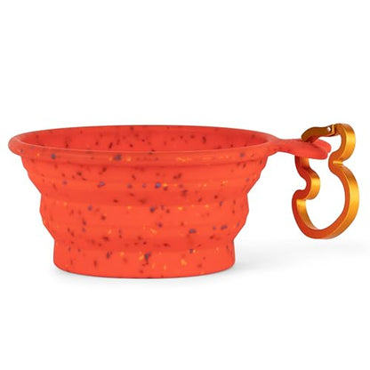 The Dodo Collapsible Dog Bowl, Red; Travel Dog Bowl That Folds Flat and Clips with Carabiner for Easy Storage and Carry - color: Red