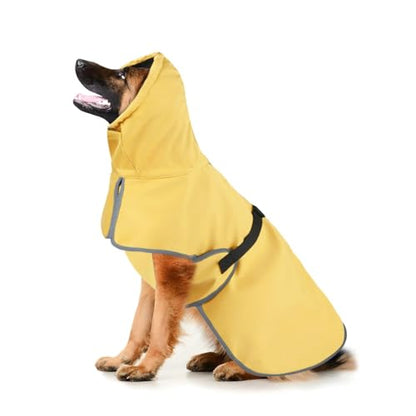 Large Dog Raincoat Waterproof - Adjustable Dog Poncho Raincoat Lightweight Rain Jacket with Soft Lining for Medium Large Dog Yellow (Large) - size: Large
