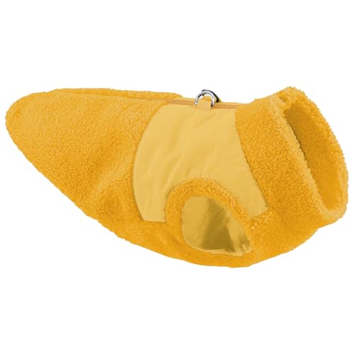 Gooby Zip Up Sherpa Vest - Yellow, Small - Two Tone Fuzzy Fleece Dog Sweater with Built-in Harness and Extra Security for Small Dog and Medium Dog - color: Yellow, size: Small (~16.5")