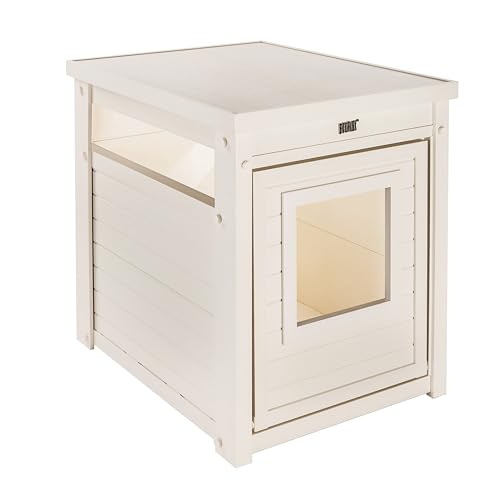 New Age Pet ECOFLEX Litter Loo Standard & Jumbo Sizes, 4 Colors, Moisture and Odor Resistant Enclosure & End Table, No‑Tools Assembly, 10 Year Warranty, Antique White, Standard - color: Antique White, size: Standard
