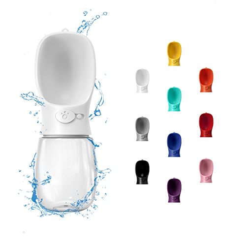 WePet Portable Dog Water Bottle, 12 OZ, Leak Proof Puppy Water Dispenser with Drinking Feeder for Pets Outdoor Walking, Hiking, Travel, Food Grade Plastic - color: #02 White, size: 12 oz