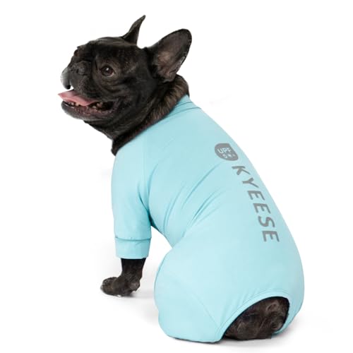 KYEESE UV Protection Dog Shirt, UPF 50+ Cooling Summer Jumpsuit for Small Dogs, Breathable Reflective Shedding Control Dog Sun Shirts, Quick-Dry Dogs Onesie Pet Clothes, Blue, L - color: Blue, size: Large (15-22lbs)