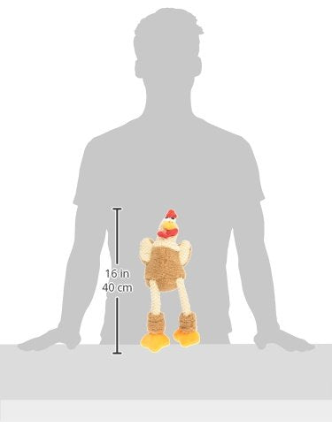 goDog Checkers Skinny Rooster Squeaky Plush Dog Toy, Chew Guard Technology - Brown, Small - color: Checkers - Skinny Rooster (Brown), size: Small