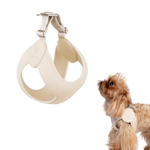 Ultra Comfortable Dog Harness Adjustable Soft Dog Vest, Alloy Buckle Closure Lightweight Stretchy Puppy Harness Step in for Small Sized Dogs Walking Training (Linen, 4XS) - color: Linen, size: XXS / 4XS 11.9-13.3"