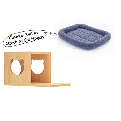 SHENGOCASE 4-Pack 10.6" L x 17" W Rectangular Teddy Fleece Cat Bed Cushion with Bolster for Cat and Small Dog, Anti-Skip Bottom, Machine Washable