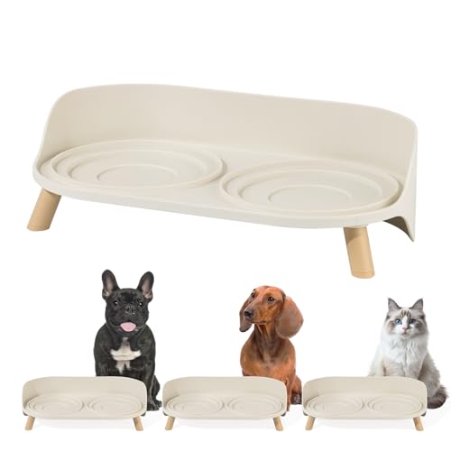 Raised Dog Feeder Bowl Stand - Elevated Dining Table for Small and Medium Dogs and Cats - Fits Food and Water Dish up to 6" Diameter - Milky White (Bowls Not Included) - color: Milky White, size: Medium