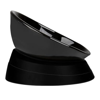Bulldog Bowl Anti-Slip Dog Cat Dish Detachable Ceramic Dog Bowl Pet Sterile Tilted Pet Feeder Slope Base (Black Ceramic, 2 Cup) - color: Black(Black Ceramic Bowl), size: 2 Cup ( Small/Medium Dog )