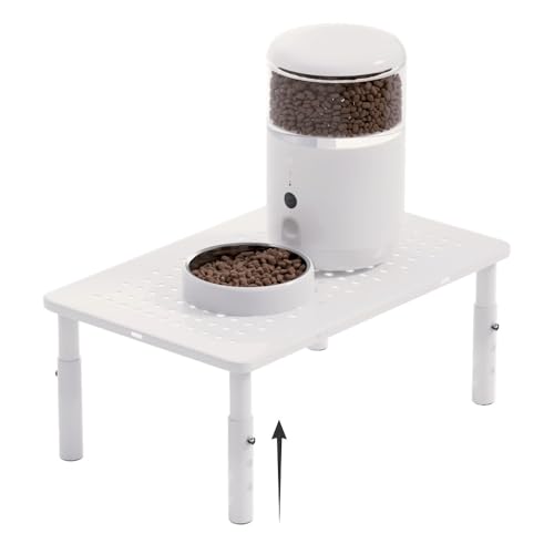 ‌WSOWX Adjustable Automatic Cat Feeder Stand - Non-Slip Elevated Holder for Cats/Puppies, Fits Most Automatic Feeders & Water Dispensers, White(Holder ONLY) - color: White
