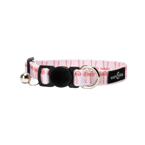 Lucy & Co. Take a Bow Breakaway Cat Collar with Bell – Designer Print Adjustable Safety Collar for Cats, Kittens & Small Dogs, Lightweight Pet Collar for Boy & Girl Cats -Large - color: Take a Bow, size: Large