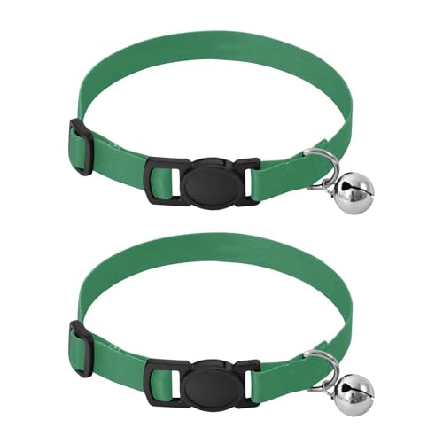 Sea Green Soft Cat Collar, 2 Pack Collar with Bell for Dog Puppy - color: Sea Green