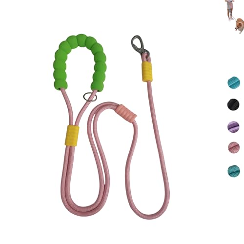Hands Free Dog Leash,Adjustable Bungee Waist & Crossbody Leash with Comfortable Handle,Heavy Duty Nylon Rope for Small to Large Dogs,Safety Lock for Running,Hiking,Walking (Pink) - color: Pink, size: 5ft