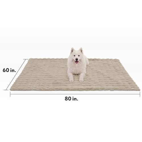 Paw Inspired Waterproof Dog Blanket, Soft Faux Fur Throw with Fur-Resistant Fleece, Washable Pet Blanket, Waterproof Protection for Couch, Bed, Furniture, Crate, Car (80x60, Tan) - color: Tan, size: 80x60"