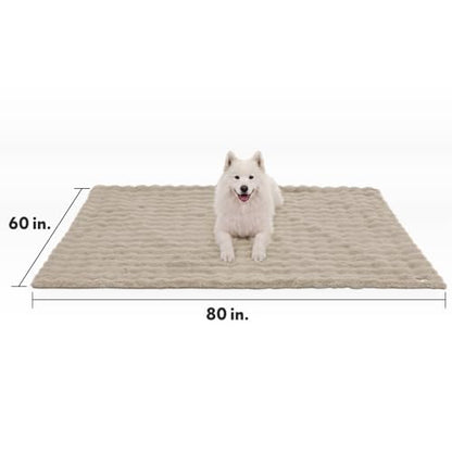 Paw Inspired Waterproof Dog Blanket, Soft Faux Fur Throw with Fur-Resistant Fleece, Washable Pet Blanket, Waterproof Protection for Couch, Bed, Furniture, Crate, Car (80x60, Tan) - color: Tan, size: 80x60"