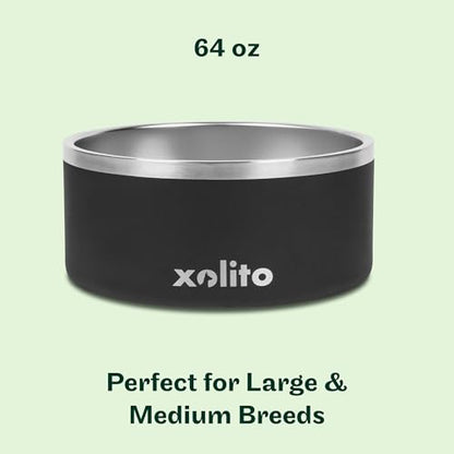 Xolito Pets Stainless Steel Dog Bowl 64 oz - Non-Slip Insulated Water Bowl for Large Dogs - Heavy Duty Double Wall Metal Feeder for Food & Water, Dishwasher Safe (White) - color: White