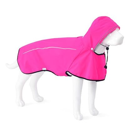 Mile High Life Dog Raincoat, Adjustable Waterproof Pet Rain Jacket, Reflective Hooded Poncho for Small Medium Large Dogs, Lightweight Breathable Pet Rain Coat (Hot Pink,S Chest 18"-22") - color: Hot Pink, size: Small