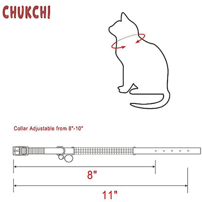 CHUKCHI Soft Velvet Safe Cat Adjustable Collar Bling Diamante with Bells,11 inch for Small Dogs and Cats (Red) - color: Red