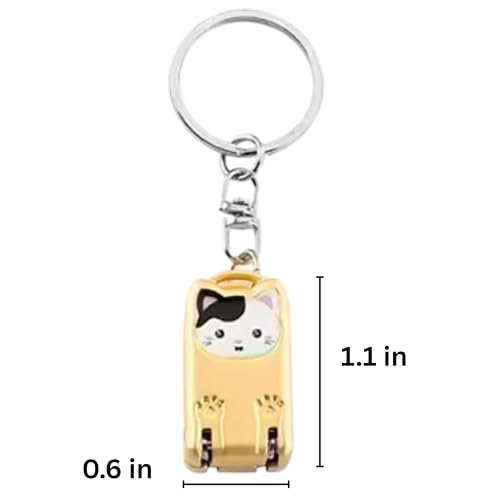 Mini Nail Clippers Keychain, Cute Cat Nail Clipper, Small Foldable Portable Travel Size, Cutie Kitten, Compact Pocket Folding Nail Cutter Keyring (Gold) - color: Gold
