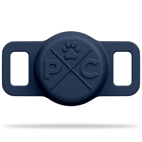 Pup Culture Cat Collar Airtag Holder - Extra-Durable, Lightweight, Protective - Track Your Cat with Apple AirTag Technology - color: Navy