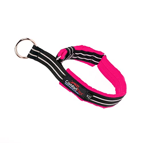 ComfortFlex Premium Padded Martingale Dog Collar – Reflective Waterproof Slip-On Limited Slip Collar for Gentle Control & Escape Prevention - Large, Hot Pink - color: Hot Pink, size: Large