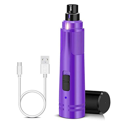 Casfuy Dog Nail Grinder with LED Light - Upgraded 2-Speed Electric Pet Nail Trimmer Powerful Painless Paws Grooming & Smoothing for Small Medium Large Dogs & Cats (Purple) - color: Purple