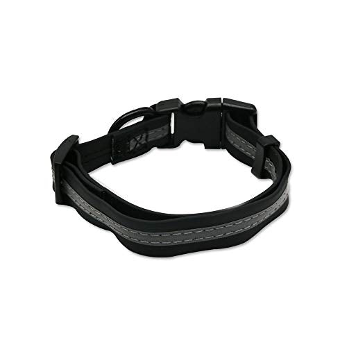 NIMBLE Dog Collar Waterproof Pet Collars Anti-Odor Durable Adjustable PVC & Polyester Soft with Reflective Cloth Stripe Basic Dog Collars S/M/L Sizes (Small (9.45”-14.17”inches), Black) - color: Black, size: Small (9.45”-14.17”inches)