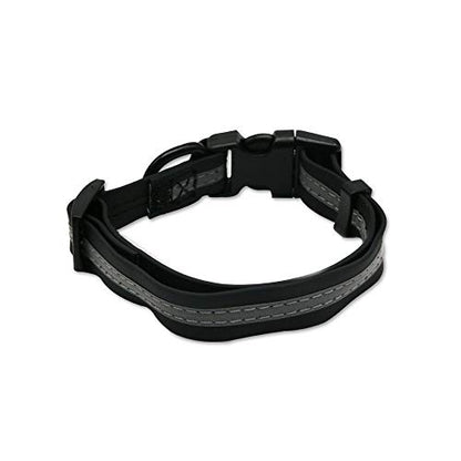 NIMBLE Dog Collar Waterproof Pet Collars Anti-Odor Durable Adjustable PVC & Polyester Soft with Reflective Cloth Stripe Basic Dog Collars S/M/L Sizes (Small (9.45”-14.17”inches), Black) - color: Black, size: Small (9.45”-14.17”inches)