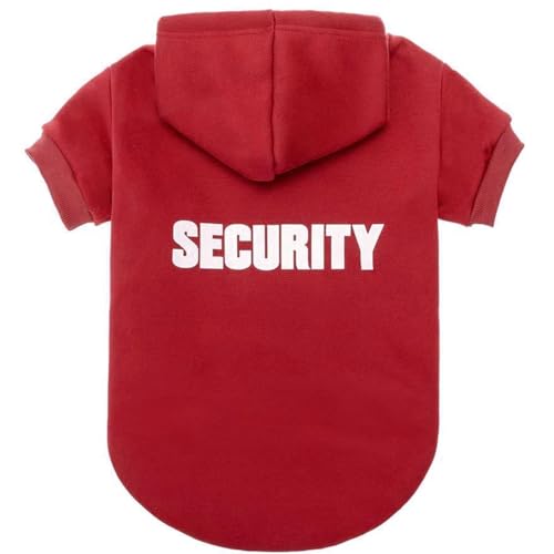 BINGPET Security Dog Hoodies Puppy Sweater Cold Weather Dog Coats Soft Brushed Fleece Pet Clothes Hooded Sweatshirt for Dog Cat - color: #1 Red(Security), size: Medium (All Breed Sizes)