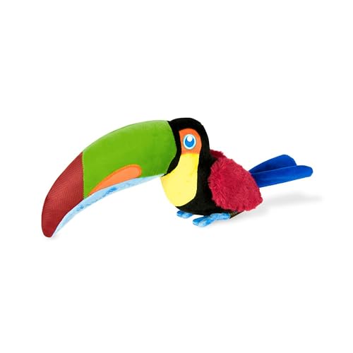 P.L.A.Y. Cute Dog Toys - Fetching Flock, Bird Themed Durable Plush Squeaker Chew Toy for Puppies & Small, Medium, Large Dogs - Machine Washable, Recycled Materials (Tito the Toucan)