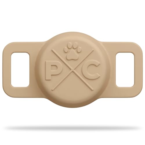 Pup Culture Airtag Cat Collar Holder - Extra-Durable, Lightweight, Track Your Cat with Apple AirTag - color: Tan