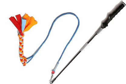 Interactive Flirt Pole Toy for Dogs – Agility Training & Exercise Chase Stick, Durable Tug Teaser Wand with Strong Rope Lure, Outdoor Play Toy for All Dog Sizes (35-Inch Pole)