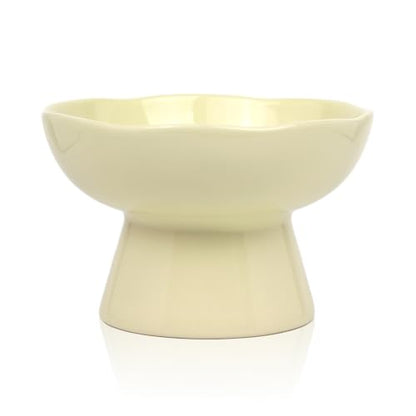6.1" Wide 1.57" Deep Elevated Cat Bowls, Ceramic Water Bowls for Flat Faced Cats,Cat Feeder,Stress Free,Protect Cat’s Spine,Cream - color: Cream-Deep