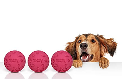 Snug Rubber Dog Balls for Small and Medium Dogs - Tennis Ball Size - Virtually Indestructible (3 Pack - Pink) - color: Pink