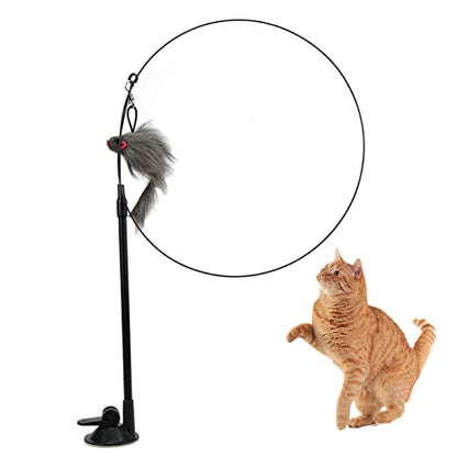VINGVO Suction Cup Cat Toys for Indoor Cats, Cat Toy Handheld Teaser Wand Toy Interactive Cat Toy Hanging Door Kitten Toys for Kitty Kitten Scratching Exercise Indoor (Squirrel) - size: squirrel