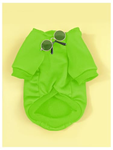 QWINEE 3Pcs Dog Hoodie Cat Apparel Dog Custume Set with Necklace and Sunglasses Pet Clothes for Puppy Small Medium Dogs Cats Green Medium - color: Green, size: Medium