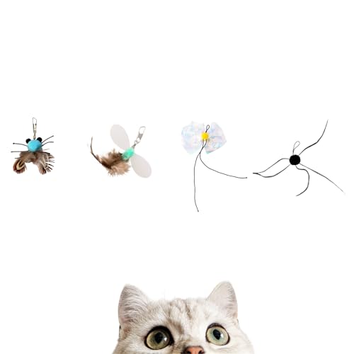 BioBugs Refill Pack – Dragonfly, Butterfly, Mayfly & Spider Attachments for Interactive Cat Wand Toys - color: BioBugs Refills