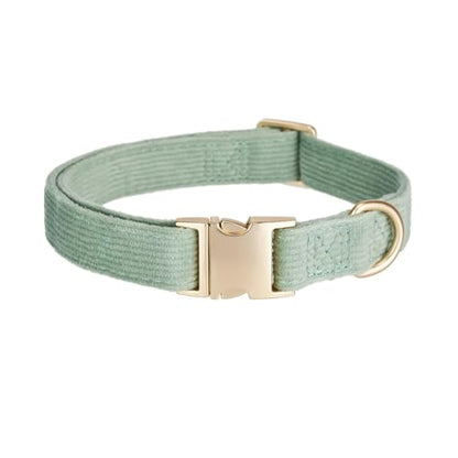 Cotton Fibric Dog Collar with High Grade Metal Buckle, for Small Dogs(Light Green,Small:10-15") - color: Lt Green, size: Small