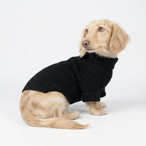 Fitwarm Dog Turtleneck Sweater, Thermal Knitted Pet Coat, Dog Winter Clothes for Small Dogs, Cat Apparel, Black, XS - color: Black, size: X-Small