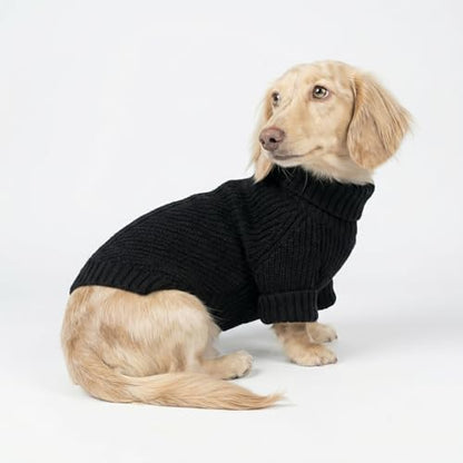 Fitwarm Dog Turtleneck Sweater, Thermal Knitted Pet Coat, Dog Winter Clothes for Small Dogs, Cat Apparel, Black, XS - color: Black, size: X-Small