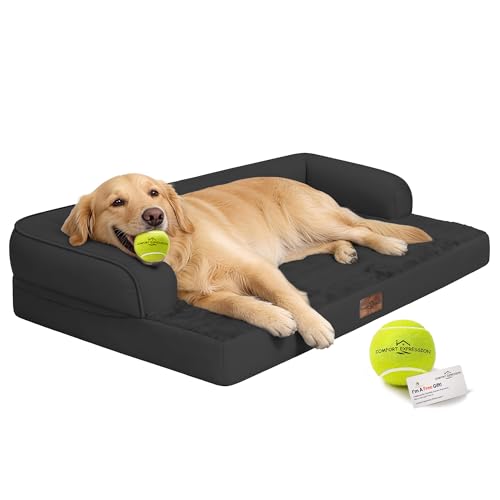 Comfort Expression Extra Large Dog Bed - XL Washable Waterproof Orthopedic Pet Bed for Big Dog Pet Couch Memory Foam Sofa Bolster with Removable Cover - 42 x 30 - color: Black, size: XL-large (42"L x 30"W x 7.5"Th)